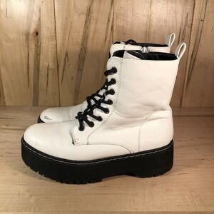 Sincerely Jules White Combat Boots Women’s Size 7.5 Zip Up Lace Up